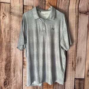 Under Armour Polo Shirt HeatGear Men’s Golf Gray Performance Stretch Top XXL